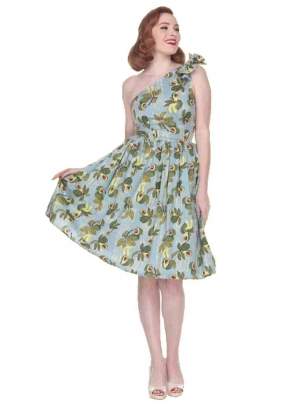vintage bettie page avocado dress size medium swing midi